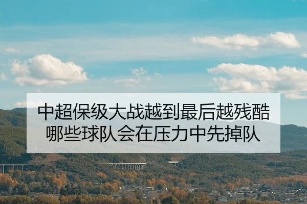 中超保级大战越到最后越残酷 哪些球队会在压力中先掉队